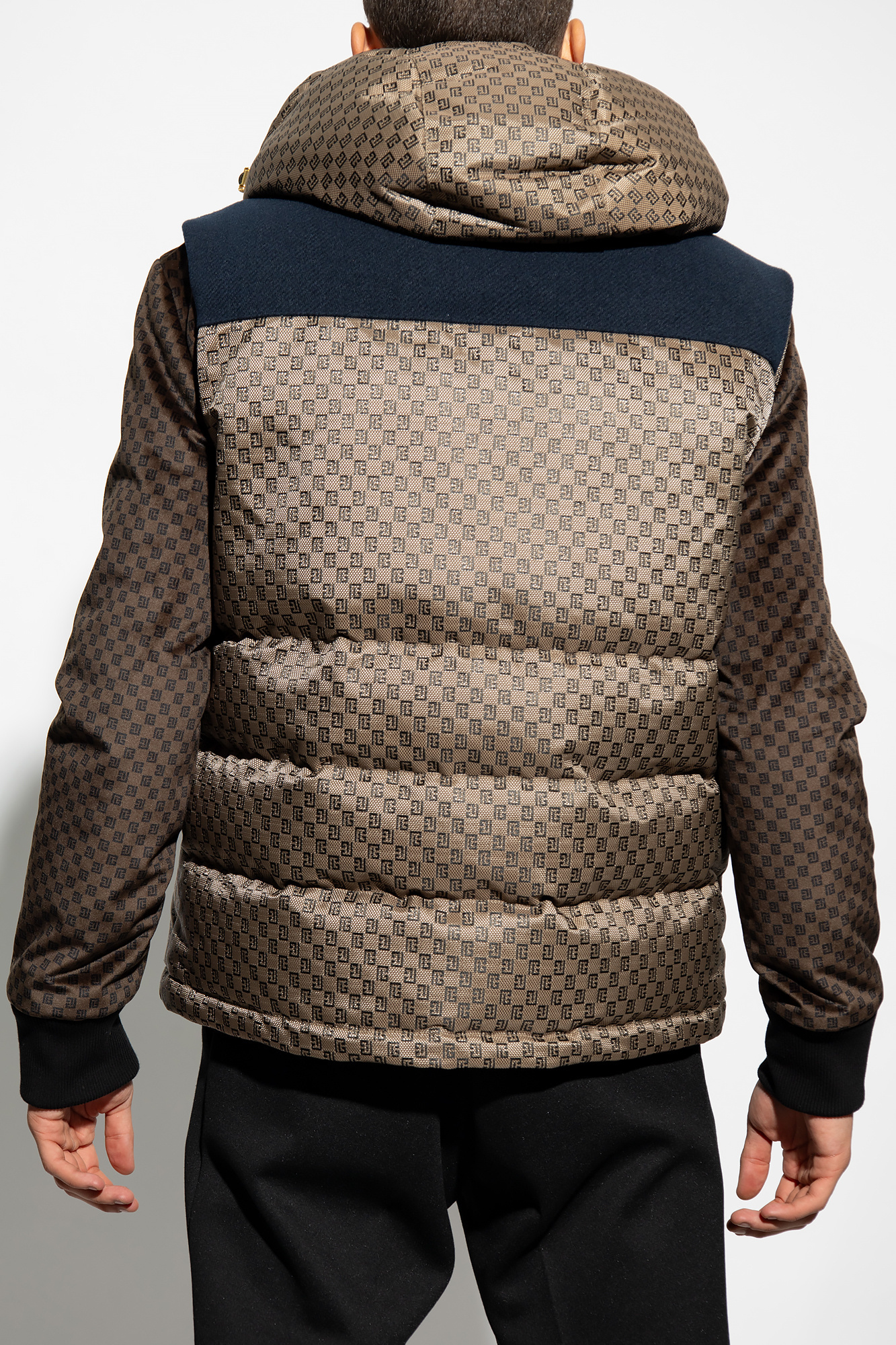 Balmain Pb Monogram-jacquard Quilted Gilet In Black