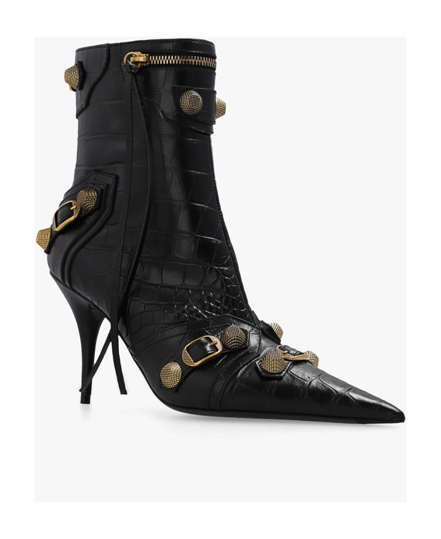 Balenciaga Cagole 50 Ankle Boots In Lamb Leather In Black