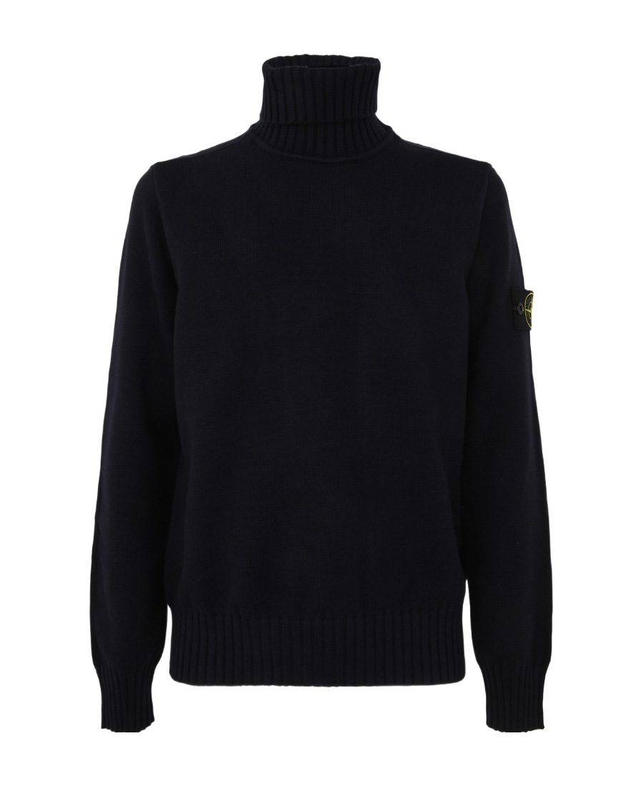 Stone Island Black 505a2 Winter Cotton Turtleneck In Blue