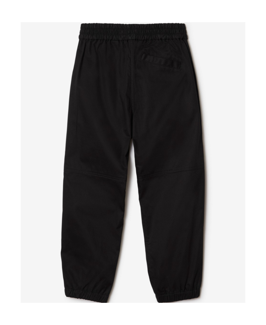 Burberry Boys Black Cotton Ekd Trousers In Black