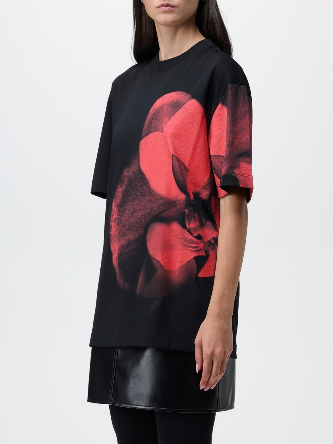 Alexander Mcqueen Loose Fit Cotton T-shirt With Graphic Print In Black