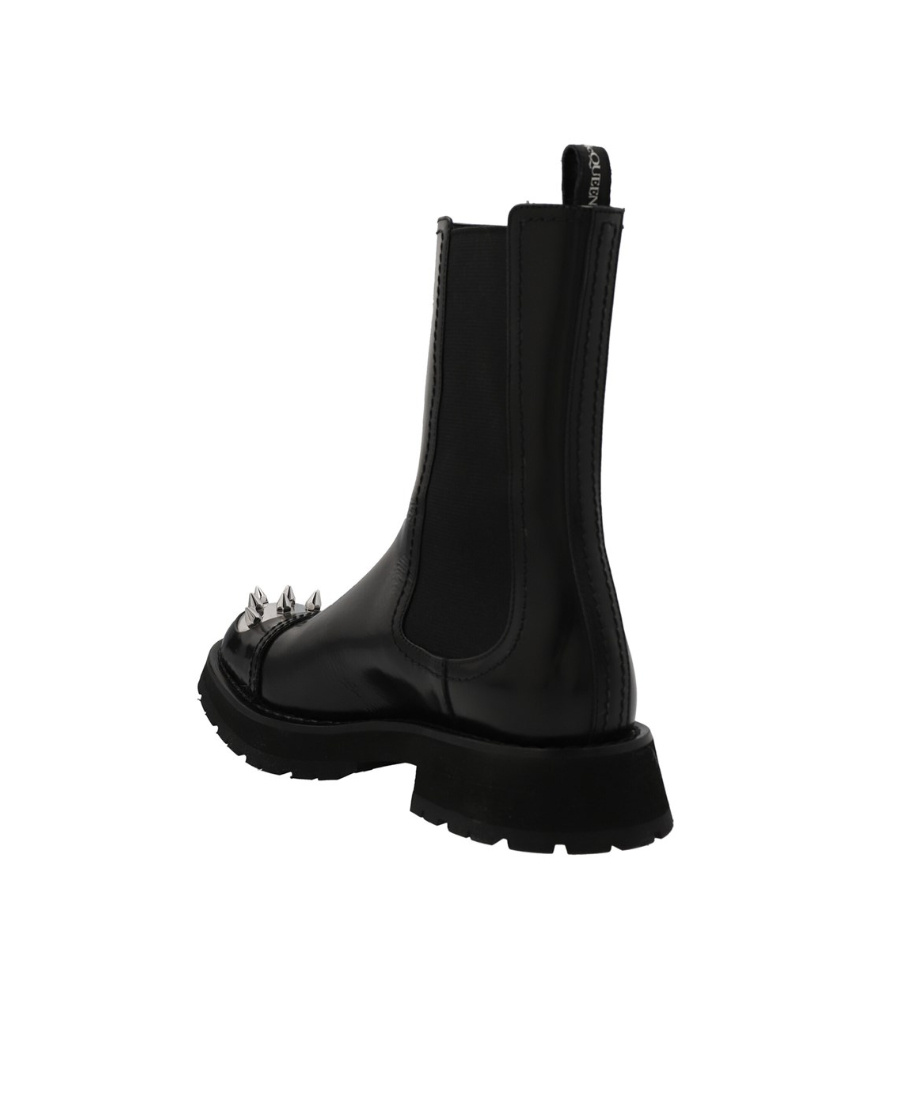 Alexander Mcqueen Punk Stud Ankle Boots In Leather In Black