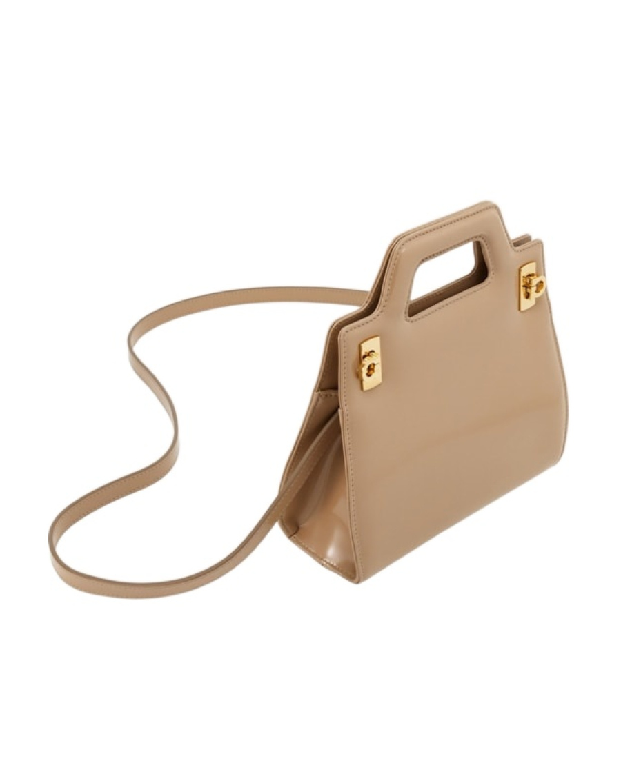 Ferragamo Beige Wanda Mini Satchel Bag In Nude
