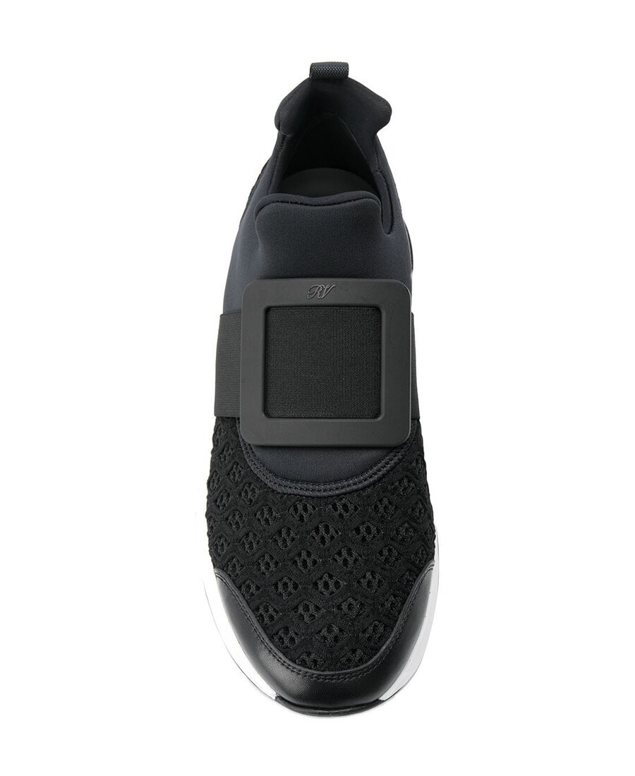 Shop Roger Vivier Viv' Run Covered Buckle Sneakers In Black