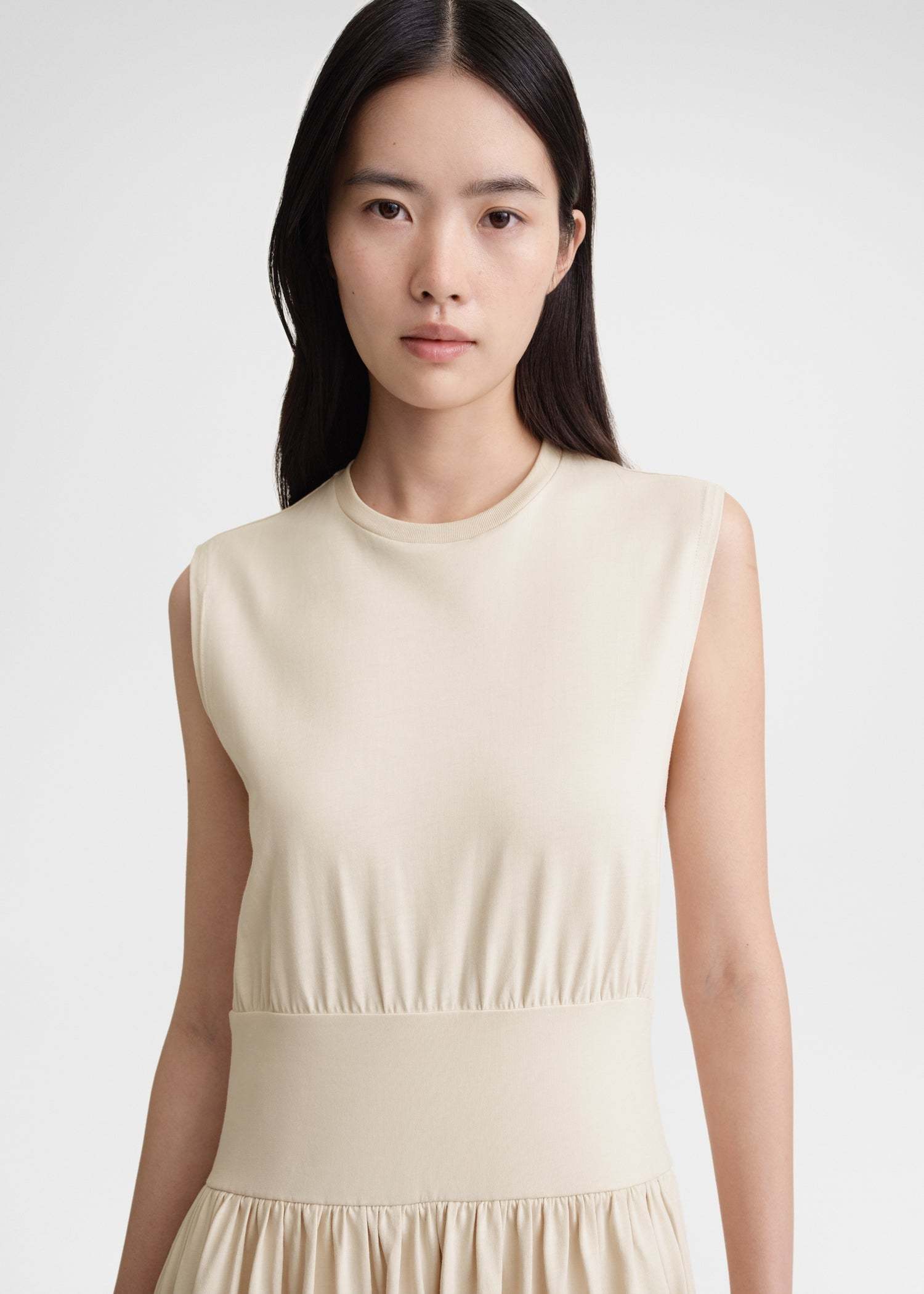 Totême Off-white Sleeveless Midi Dress In 087 Pearl