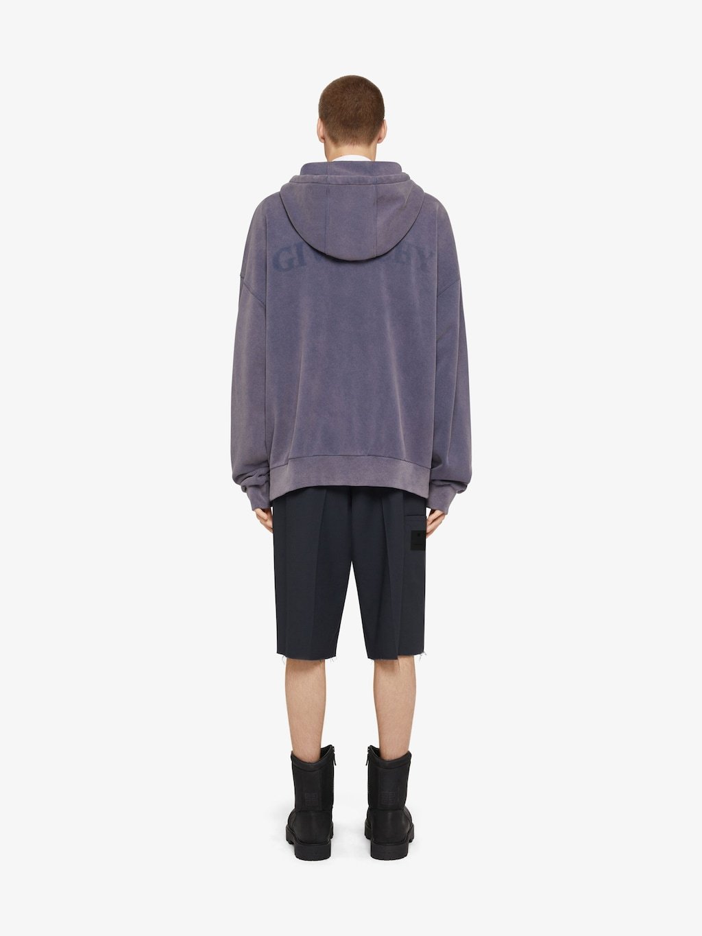 Givenchy Shadow Oversized Hoodie In Fleece In Purple