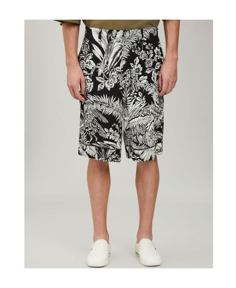 Palm Angels Parrot-print Track Shorts In Black