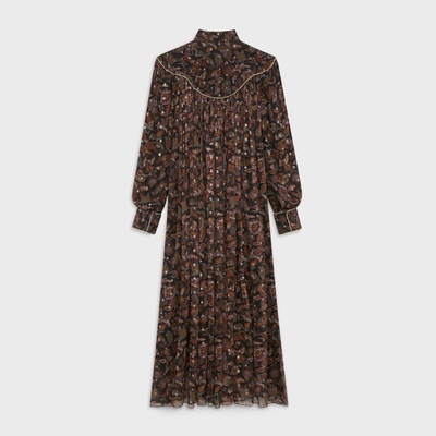 Celine Folk Dress In Silk Georgette