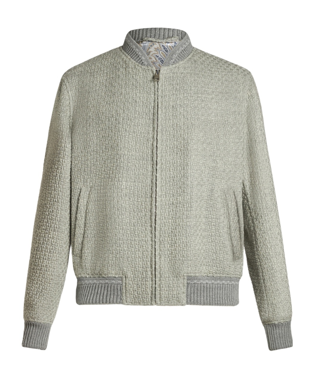 Etro Zip-up Wool Bomber Jacket In Gray