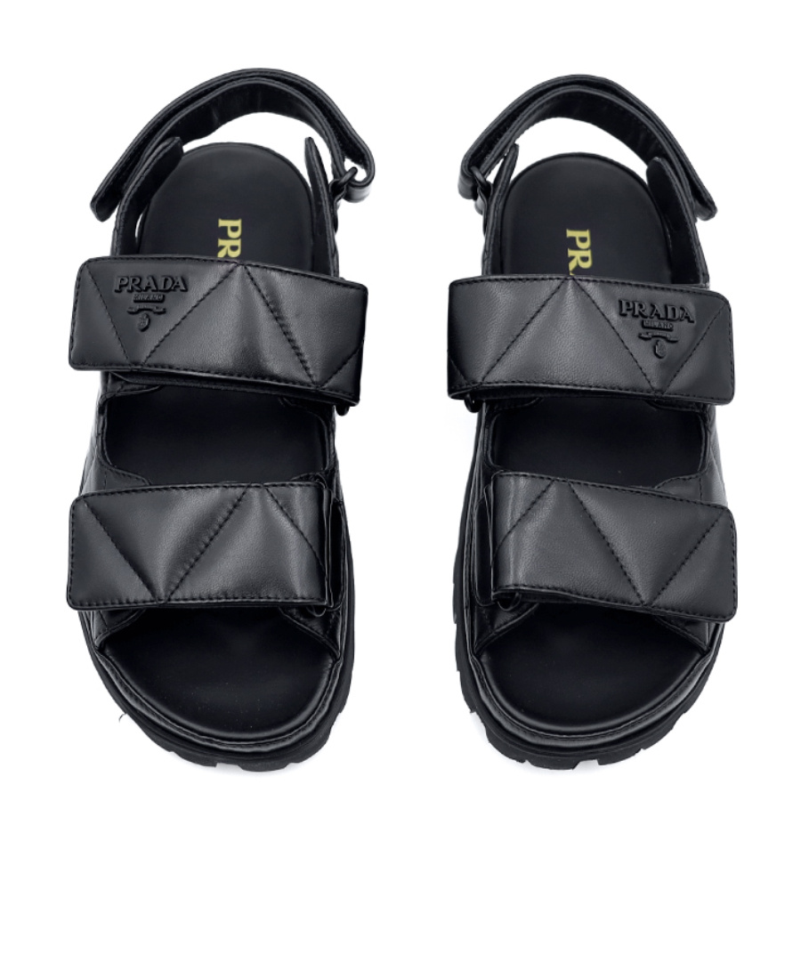 Shop Prada Quilted Platform Sandals In Black