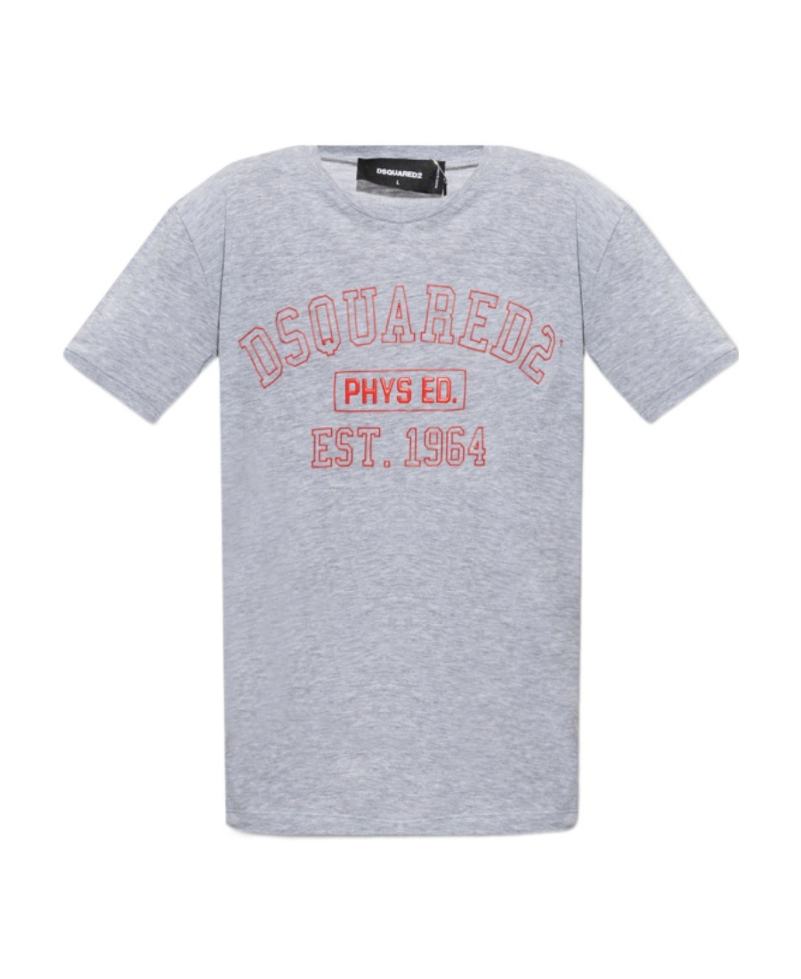 Dsquared2 Logo Print Crew Neck T-shirt In Gray