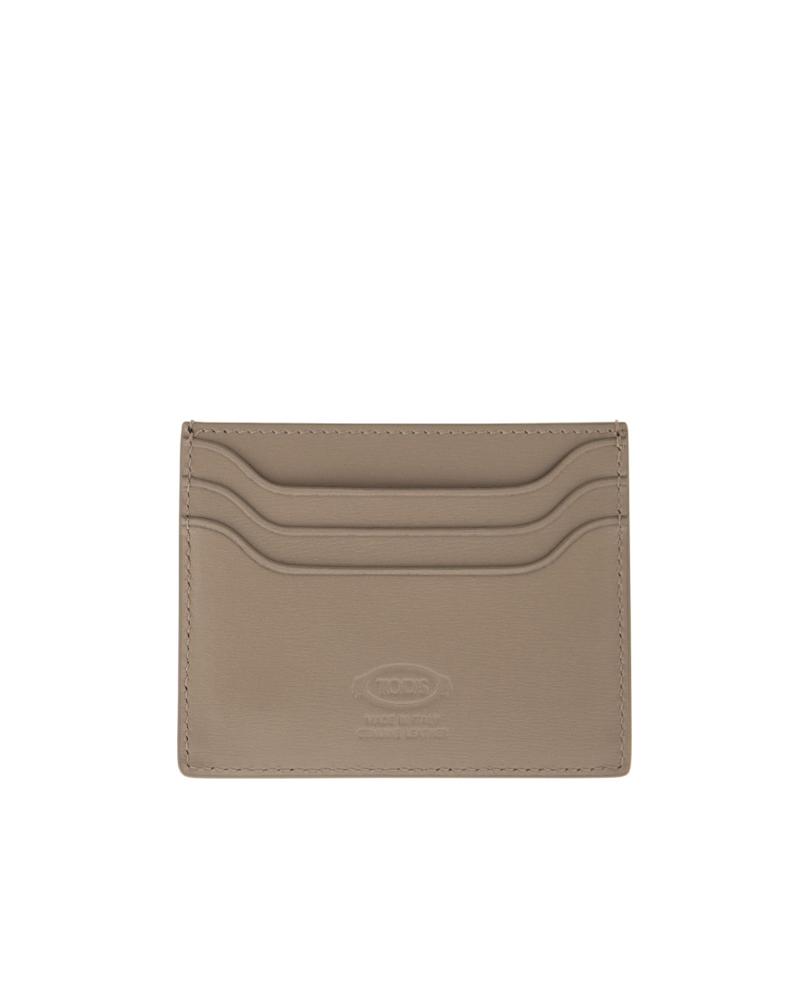 Tod's Leather Card Holder With Logo In Brown