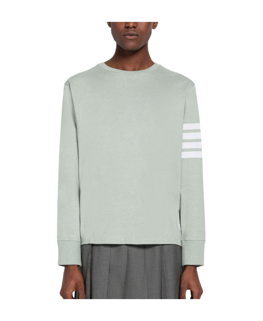 Shop Thom Browne 4-bar Crew-neck Sweatshirt In White
