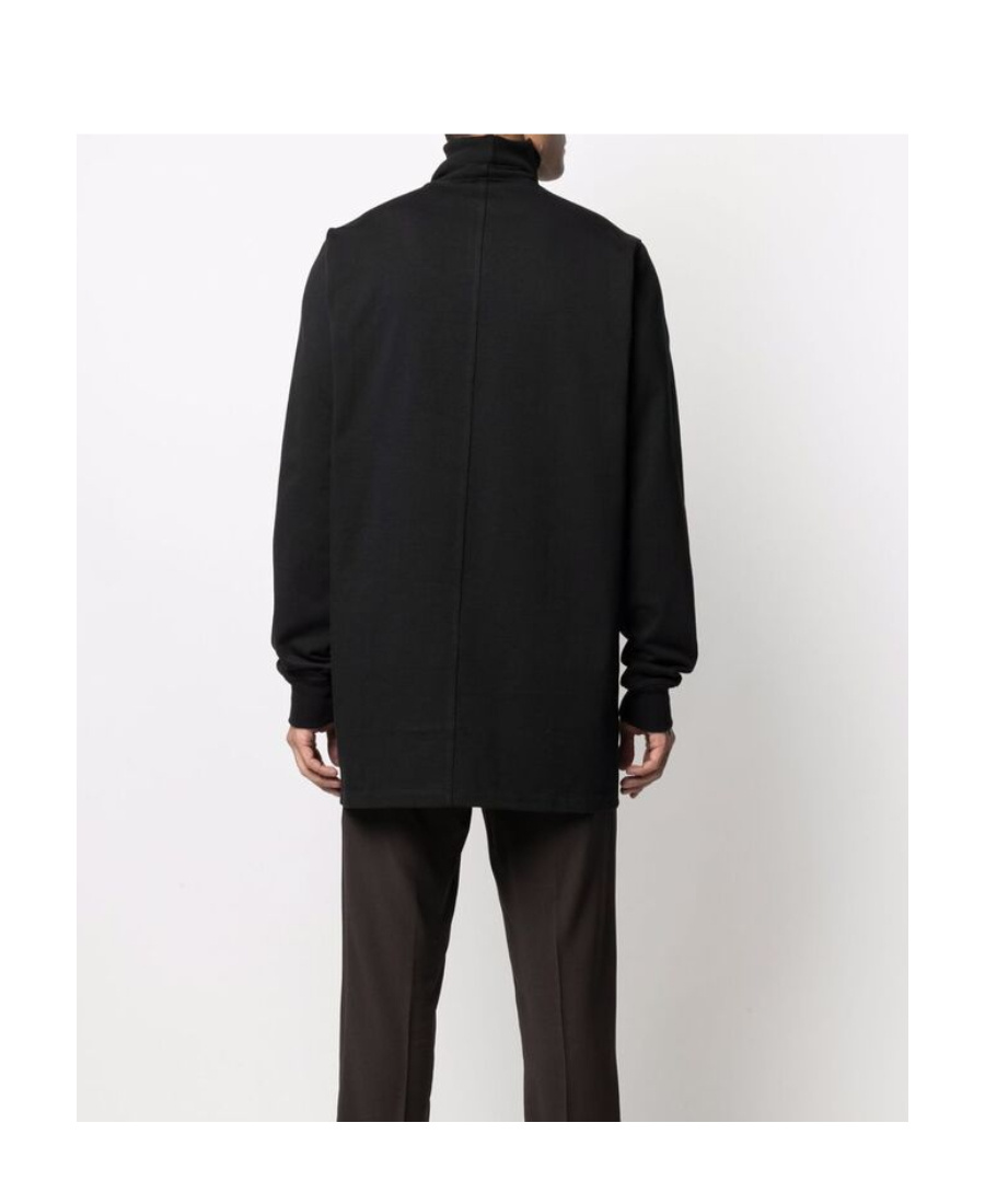 Rick Owens Roll-neck Organic-cotton Sweatshirt In Black