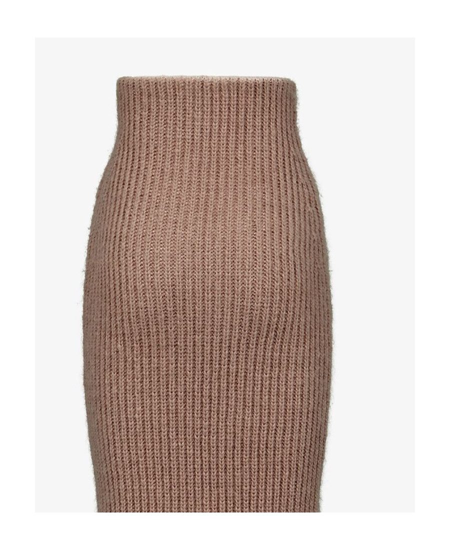Fendi High Waist Knitted Skirt In Brown