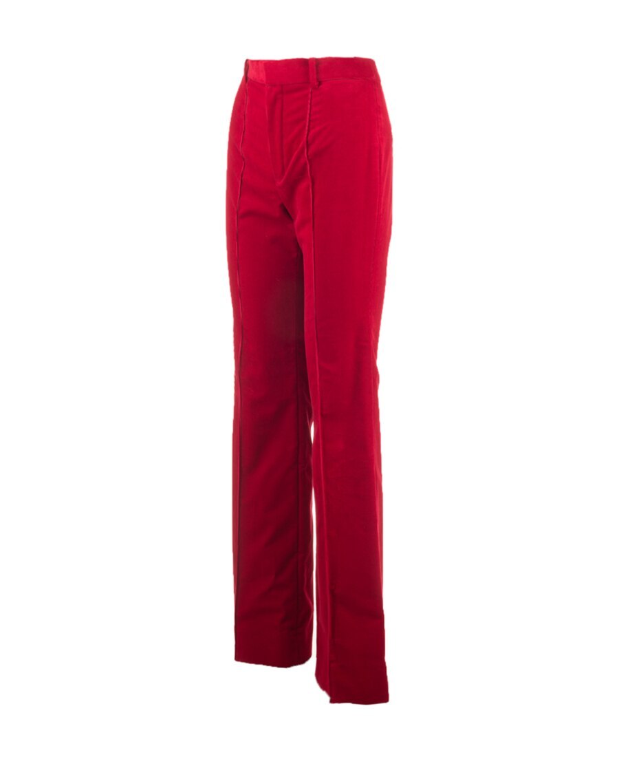 Saint Laurent High-waisted Straight-leg Trousers In Red