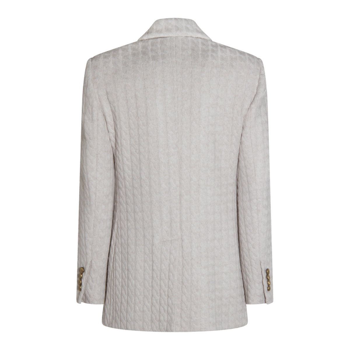 Brunello Cucinelli Cable-knit Double-breasted Coat In Gray