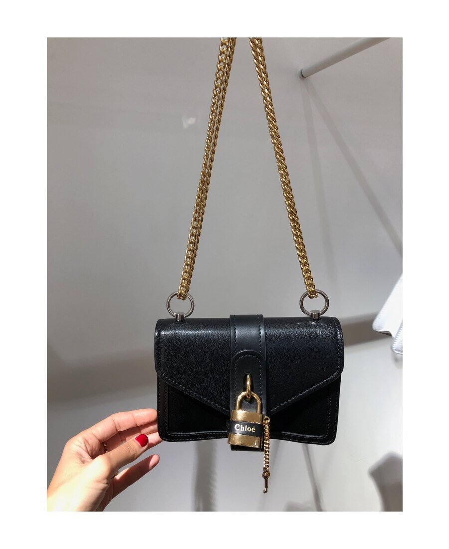 Chloé Mini Aby Chain Shoulder Bag In Black