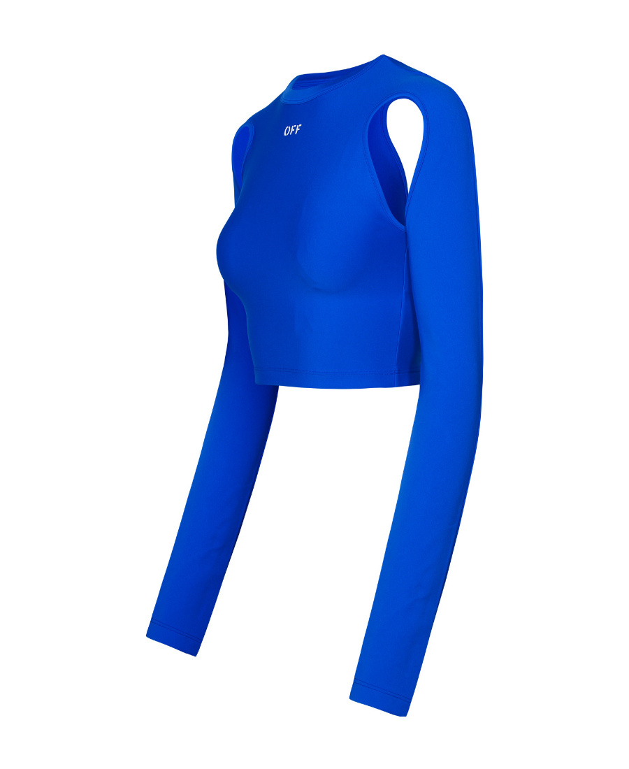 Off-white Logo-stamp Cut-out Blouse In Blue