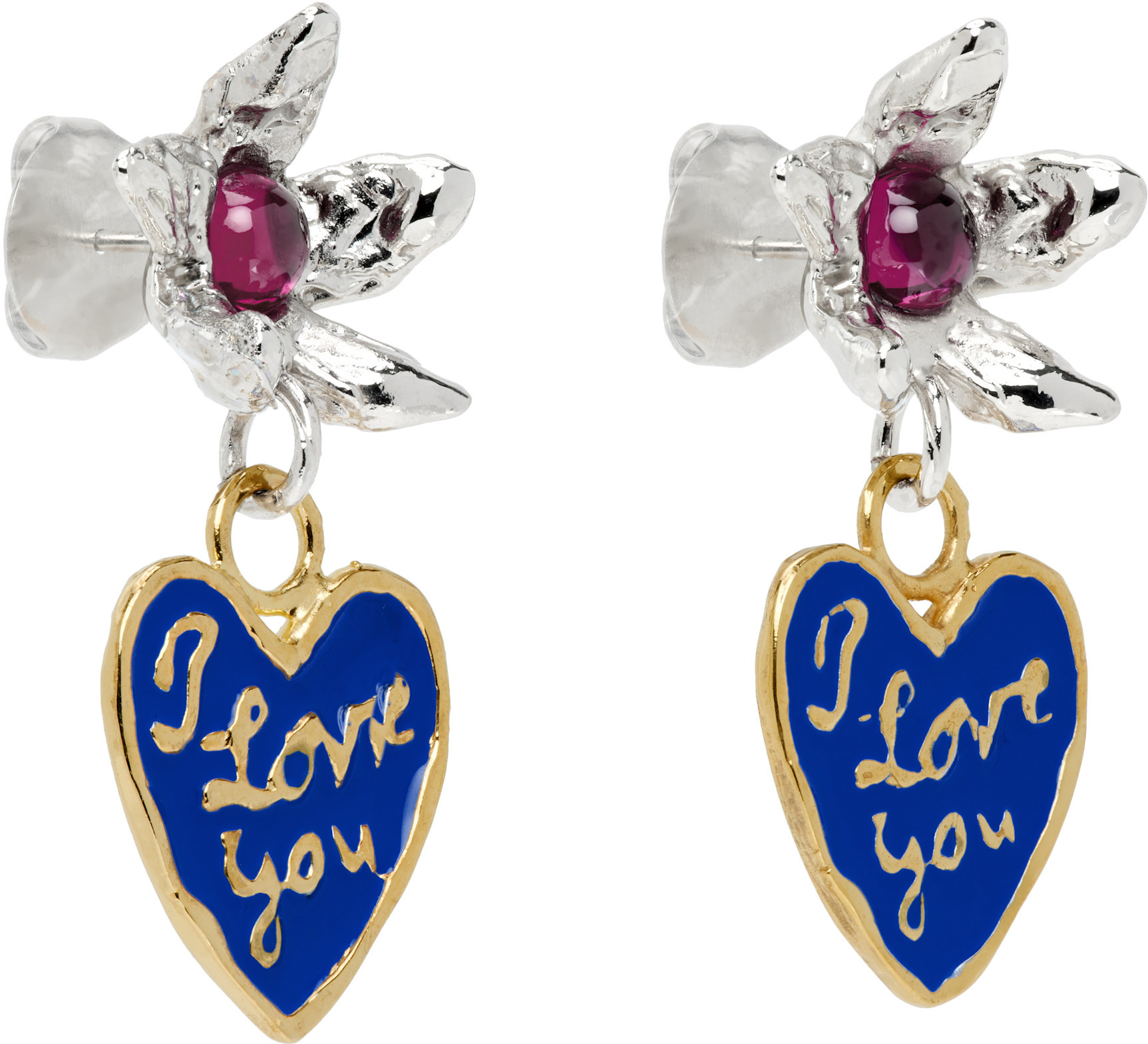 Chopova Lowena Silver Lovers Drop Earrings In Multicolor