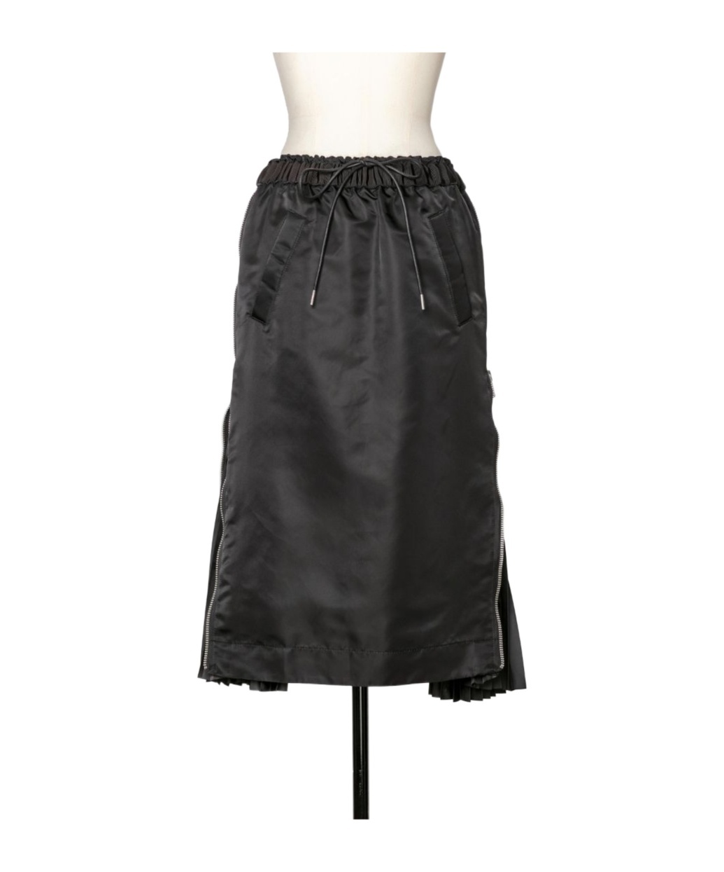 Sacai Insulated Nylon Twill Midi Skirt In Black