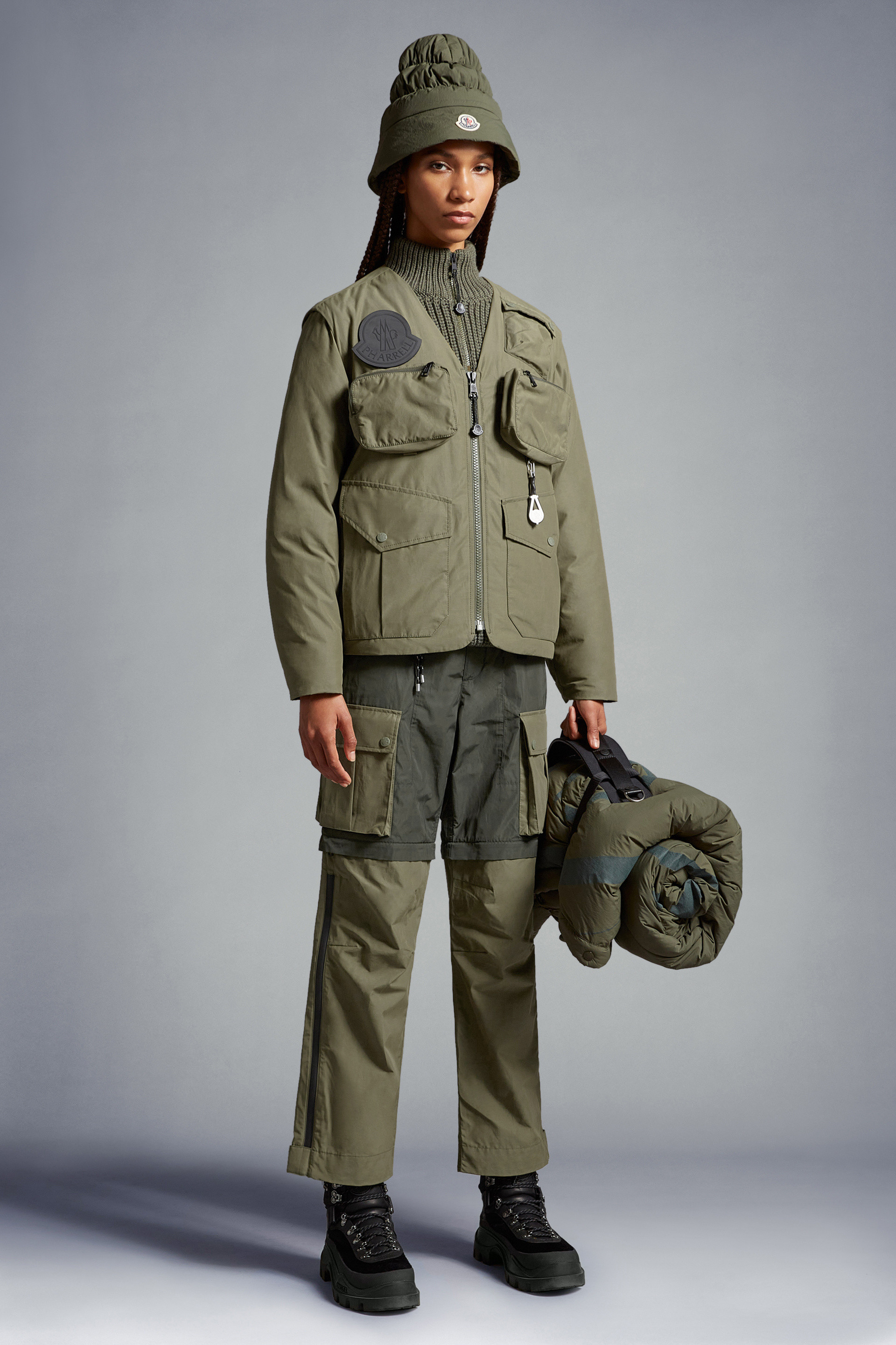 Moncler X Pharrell Williams Panelled Cargo Pants In Green