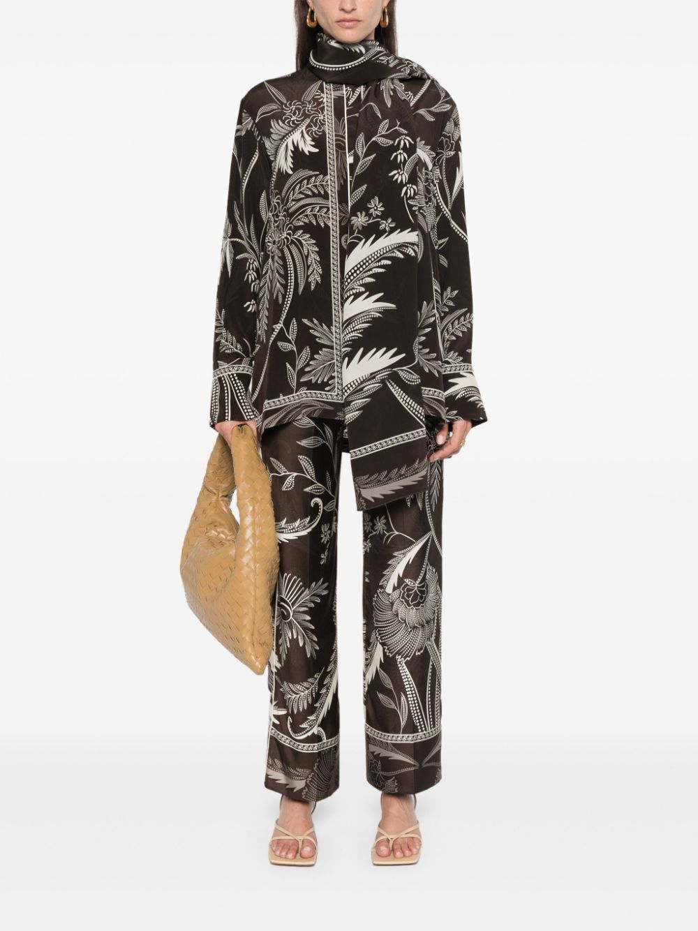 F.r.s For Restless Sleepers For Restless Sleepers Printed Silk Shirt In Black