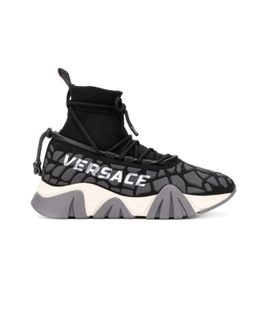 Versace Squalo Drawstring Sneakers Men In Black