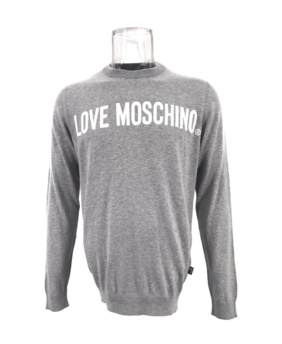 Moschino Logo Long-sleeved Sweater In Gray