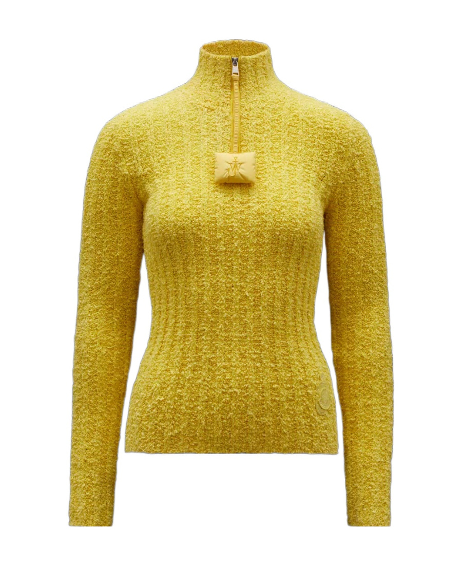 Moncler Ribbed Roll Neck Jumper In Yellow