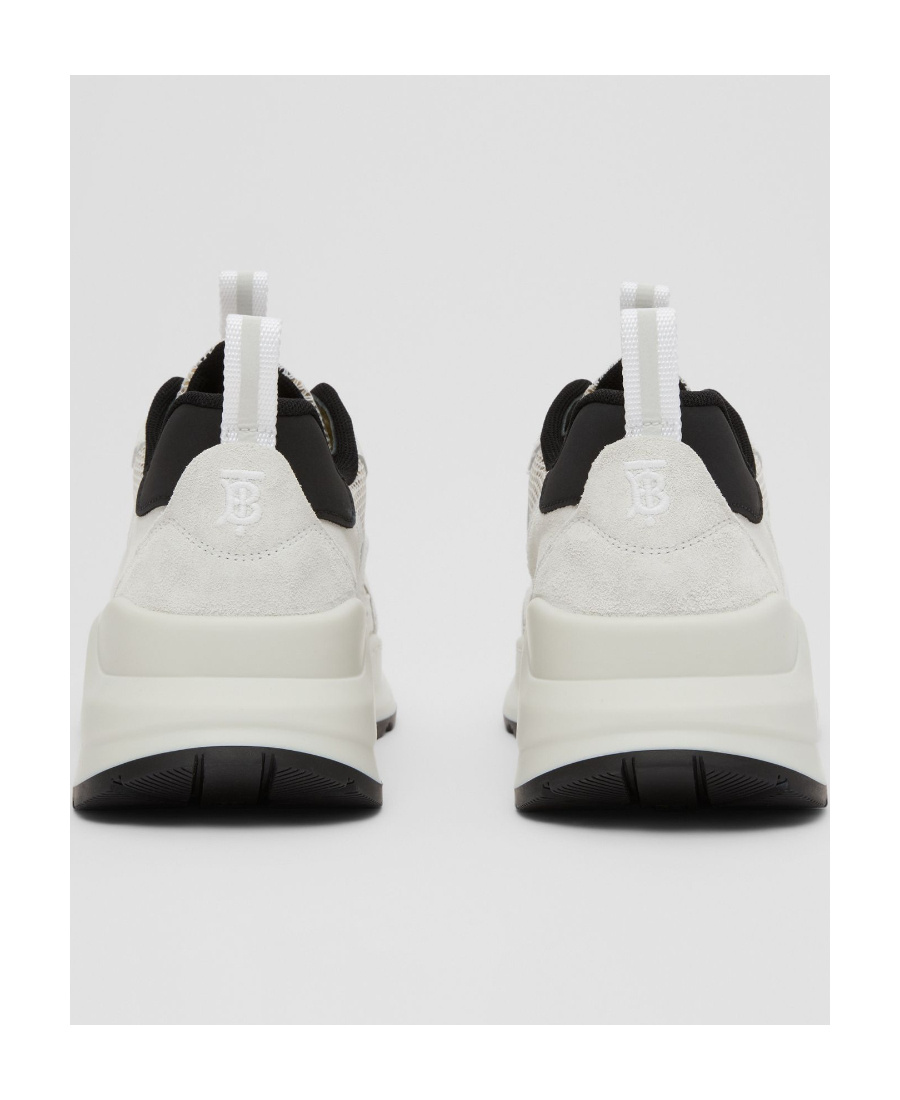 Burberry Men's Sean Vintage Check Mesh Chunky Sneakers In White