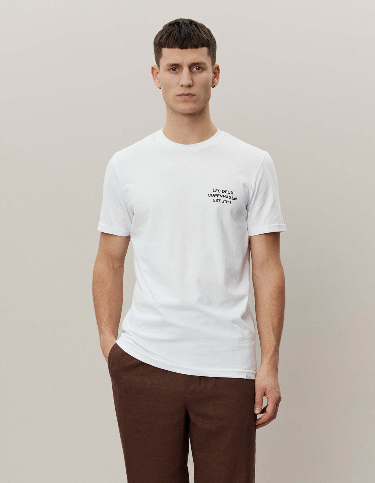 Les Deux T-shirt With Round Neck And Short Sleeves In White