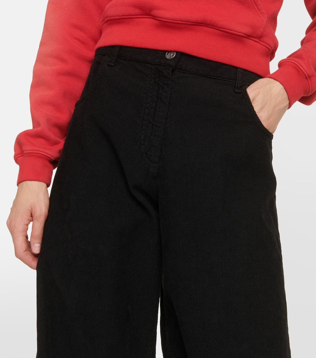 The Row Chan Cotton Corduroy Wide-leg Pants In Black