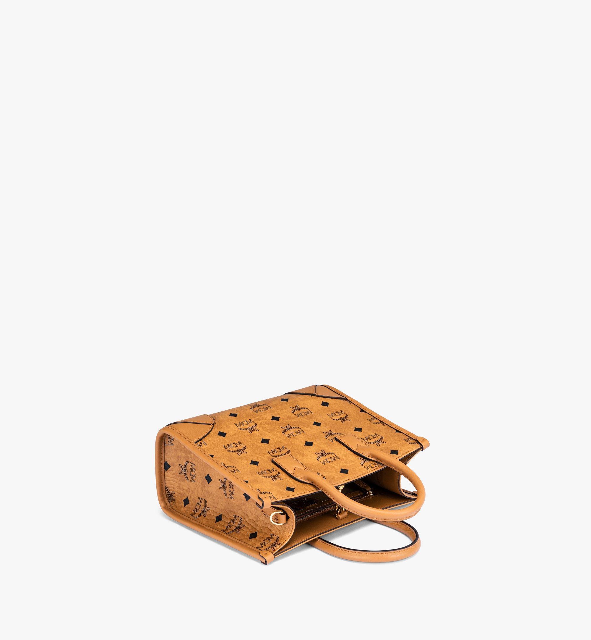 Mcm Structured Monogram Print Tote Bag In Brown