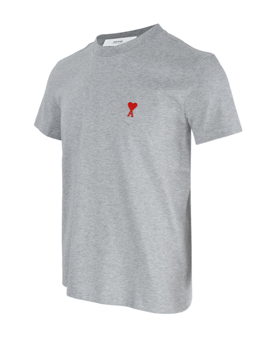 Ami Alexandre Mattiussi Ami Paris Ami De Coeur Logo Embroidered Crewneck T-shirt In Gray