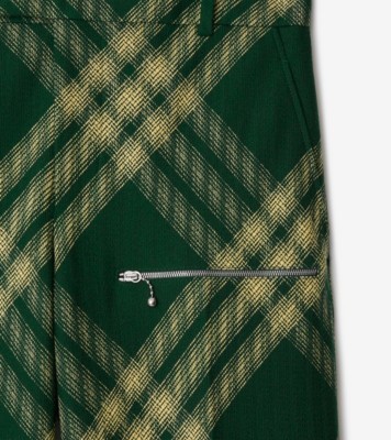 Burberry Checked Wool Twill Straight Pants In Green