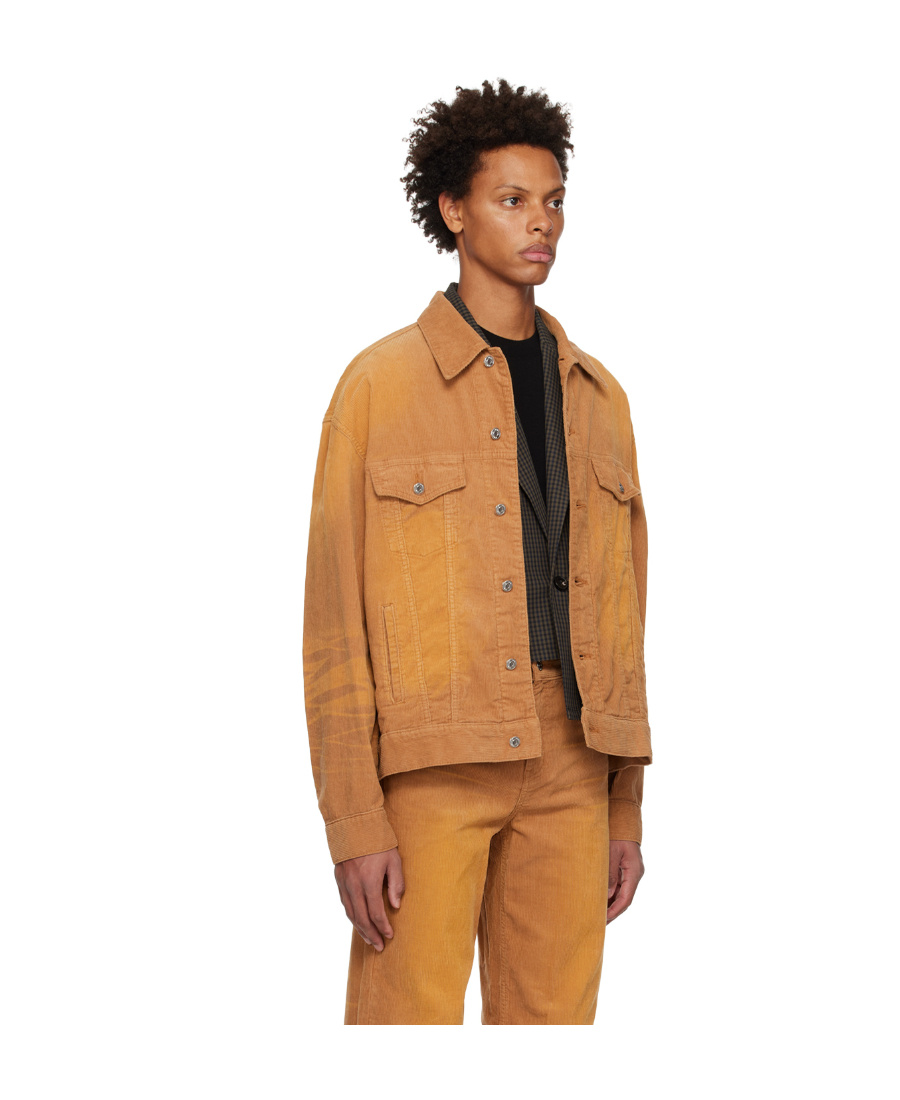 We11 Done Corduroy Denim Coat In Brown