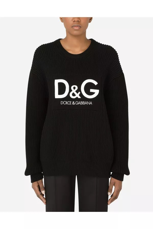 Dolce & Gabbana Logo-embroidered Wool Jumper In Black