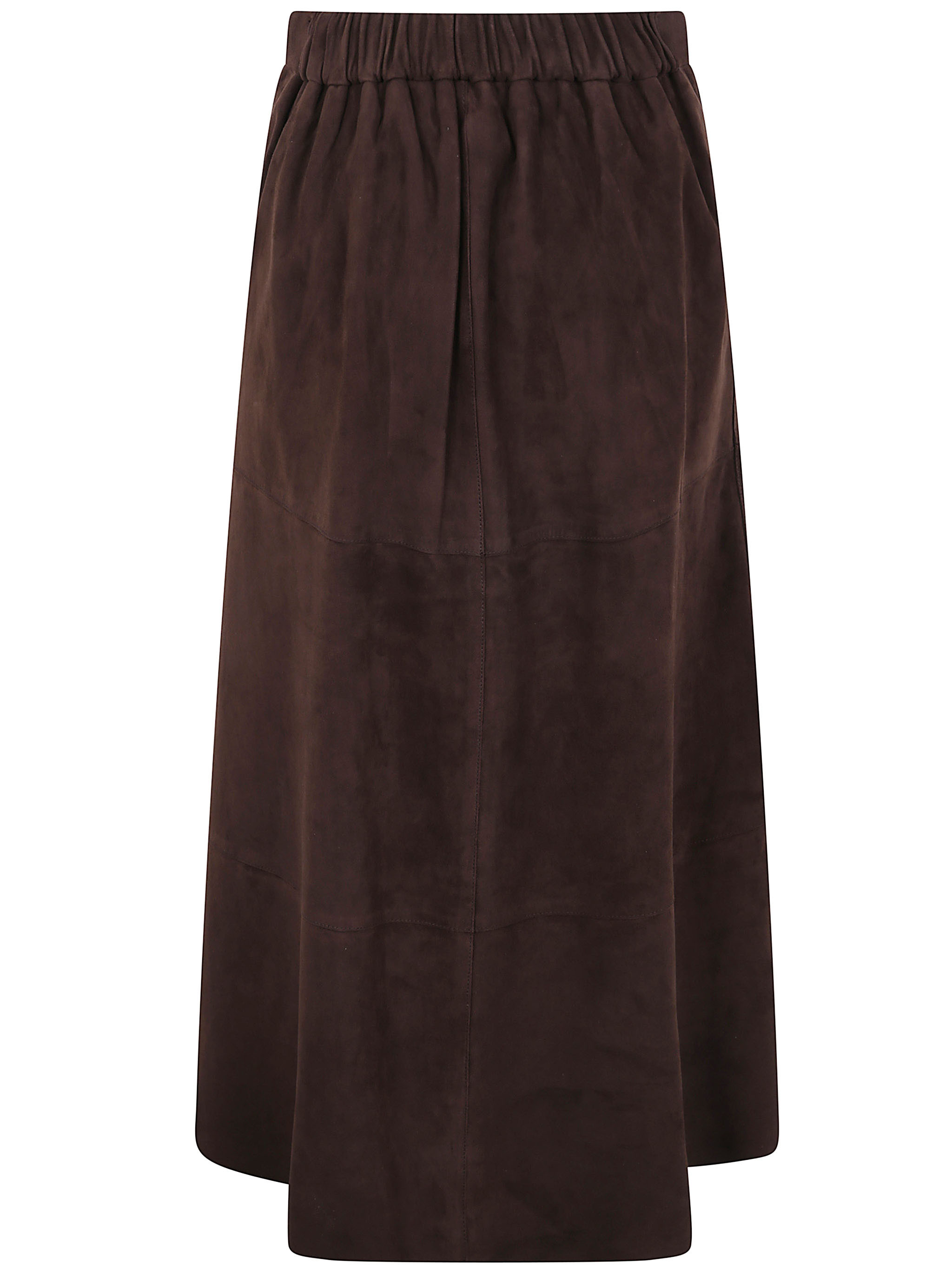 Seventy Suede Paneled Midi Skirt In Brown