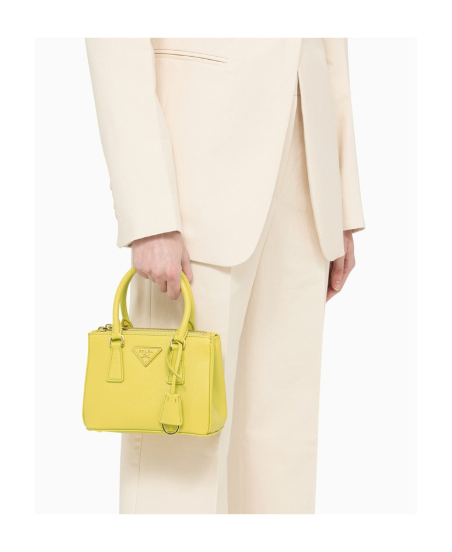 Prada Mini Galleria Saffiano Leather Bag In Gelb