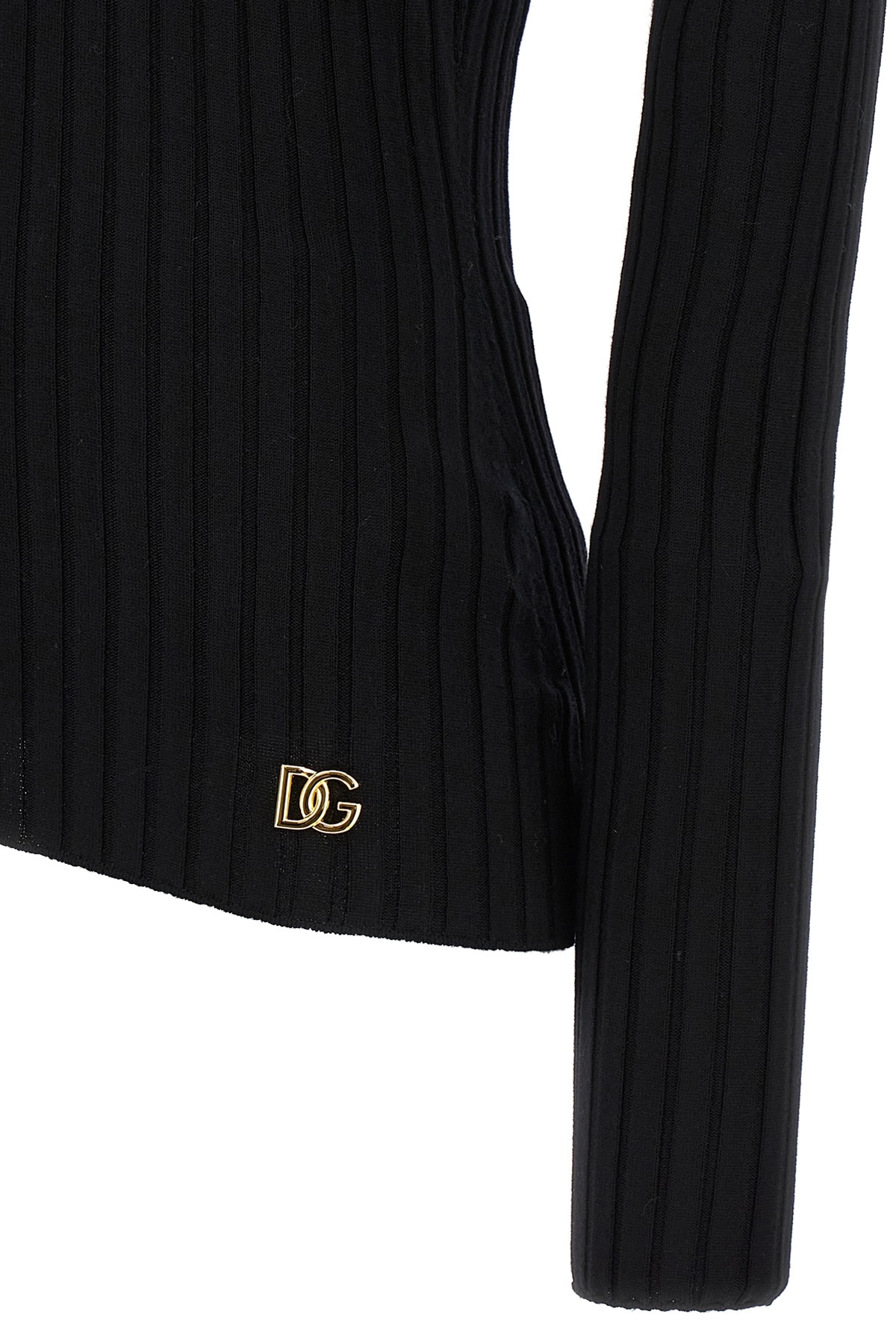 Dolce & Gabbana Logo-plaque Wool-blend Top In Black