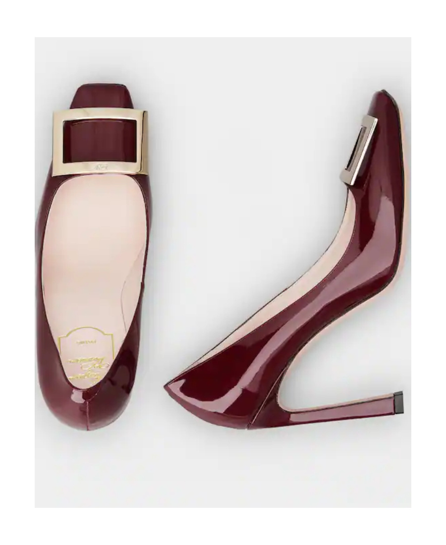 Roger Vivier Trompette Square-toe Pumps Burgundy Patent Leather In Red