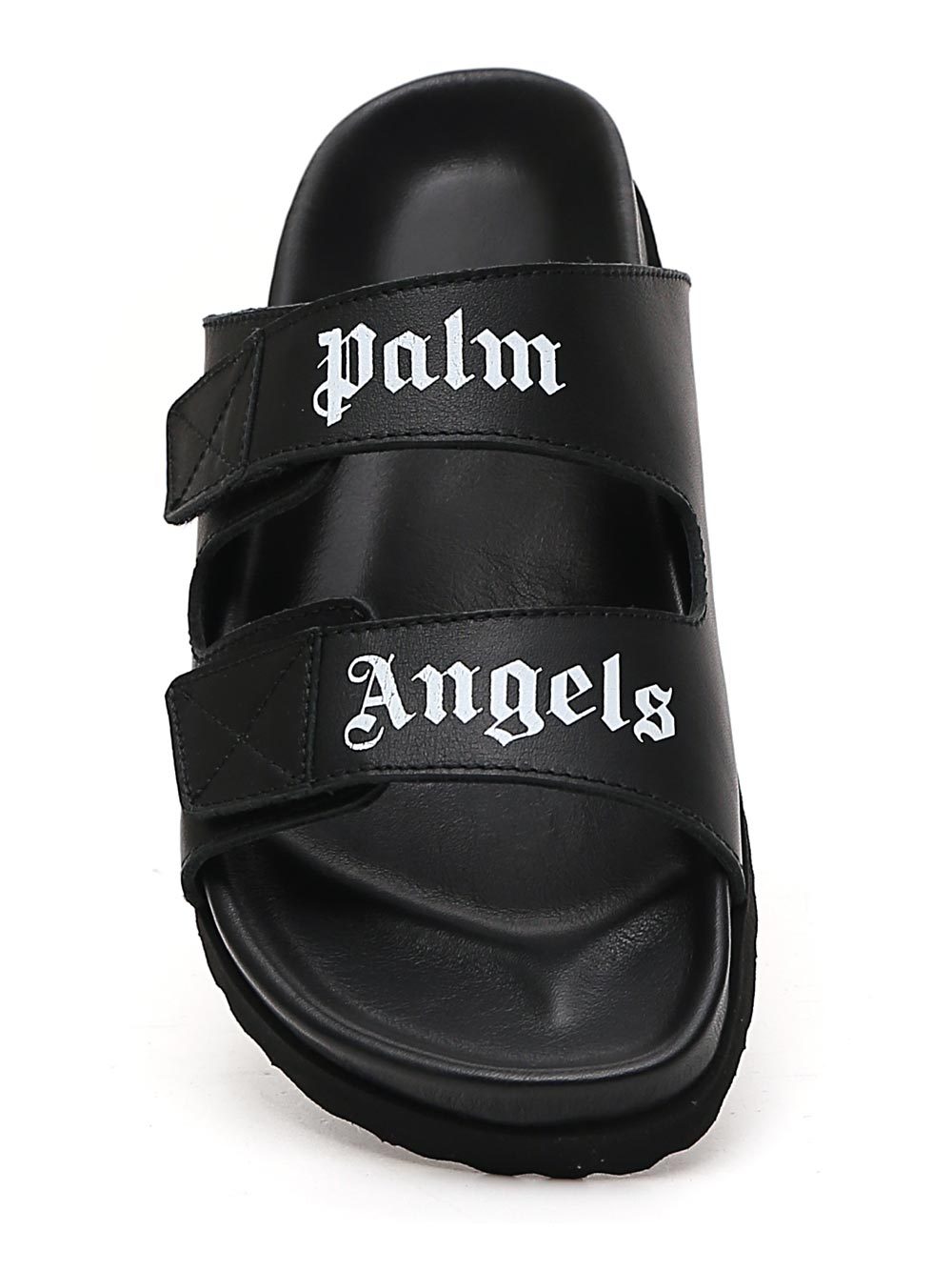 Palm Angels Logo-print Touch-strap Sandals In Black