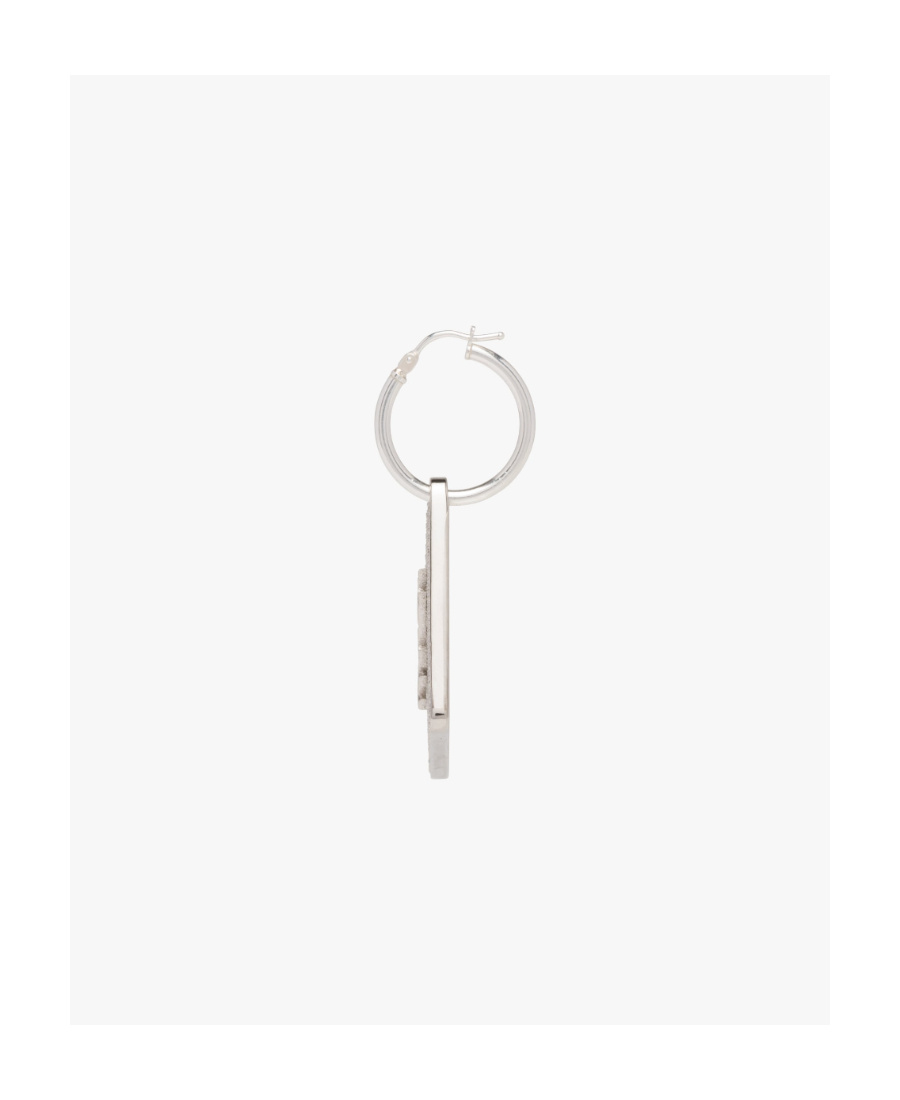 Shop Prada Crystal Logo Jewels Right Earring In Gray