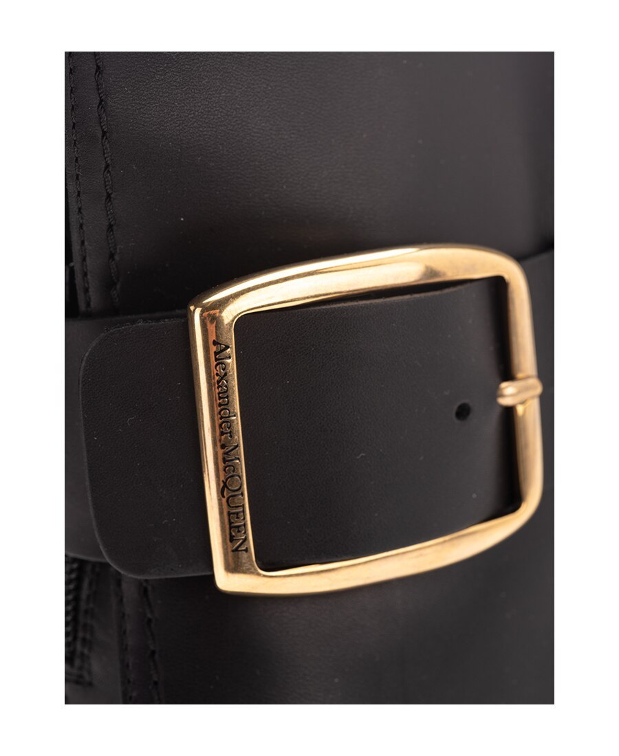 Alexander Mcqueen Buckle-detail Ankle Boots In Black