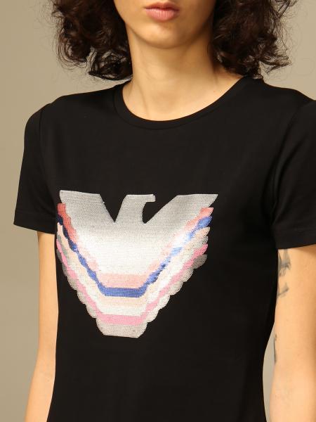 EMPORIO ARMANI SEQUIN LOGO COTTON T-SHIRT