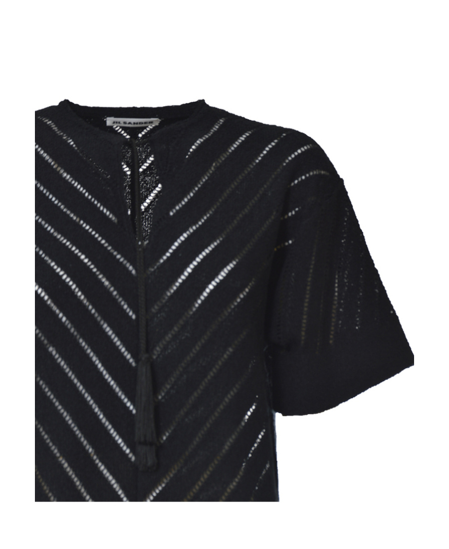 Jil Sander Tassel-detailed Short-sleeved Top In Black