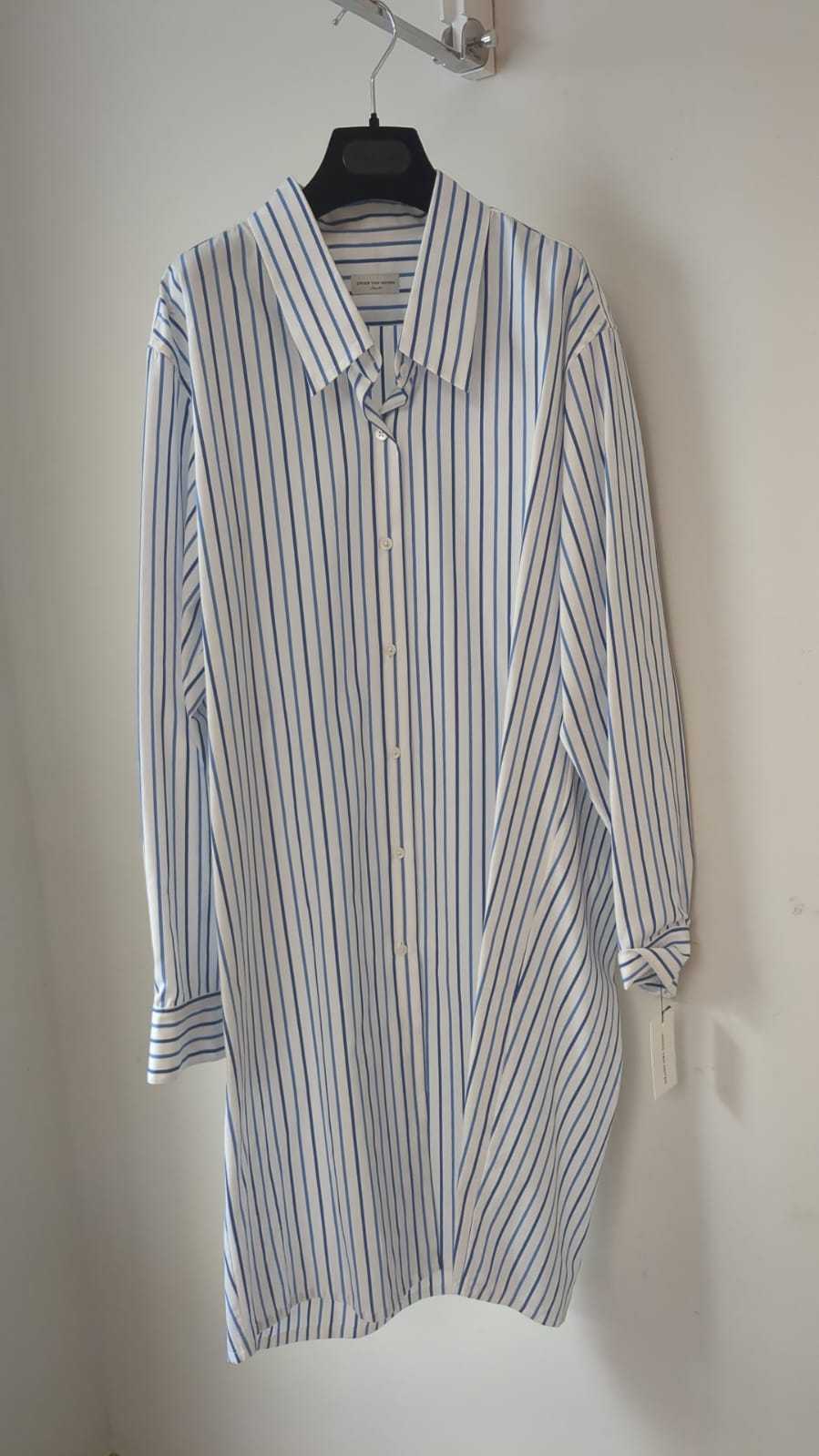 Shop Dries Van Noten Striped Shirt Dress In Gray