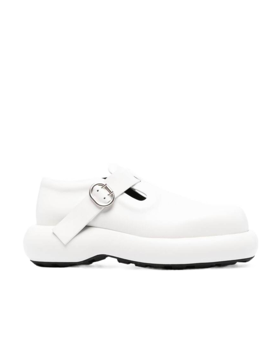 Shop Jil Sander Scarpe Leather Loafers In White