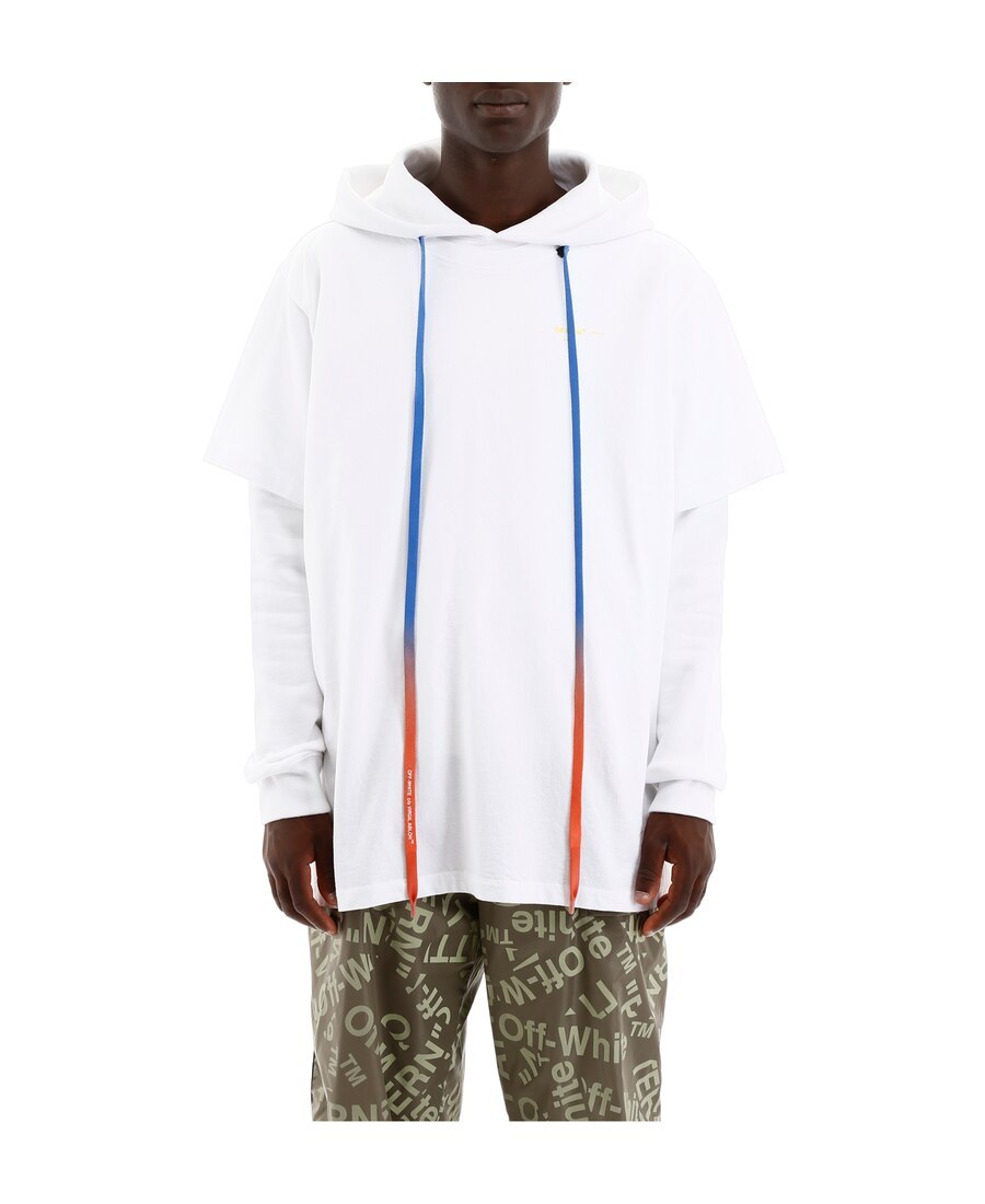 Off-white Logo Cascading T-shirt With Hat In White